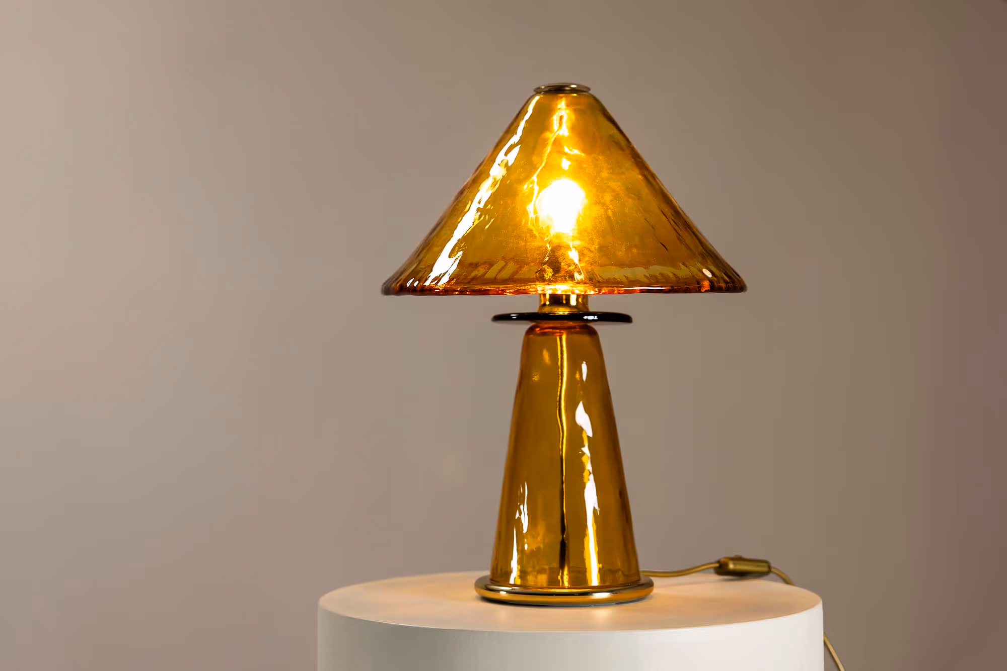 La Murrina Table Lamp in Amber Murano Glass