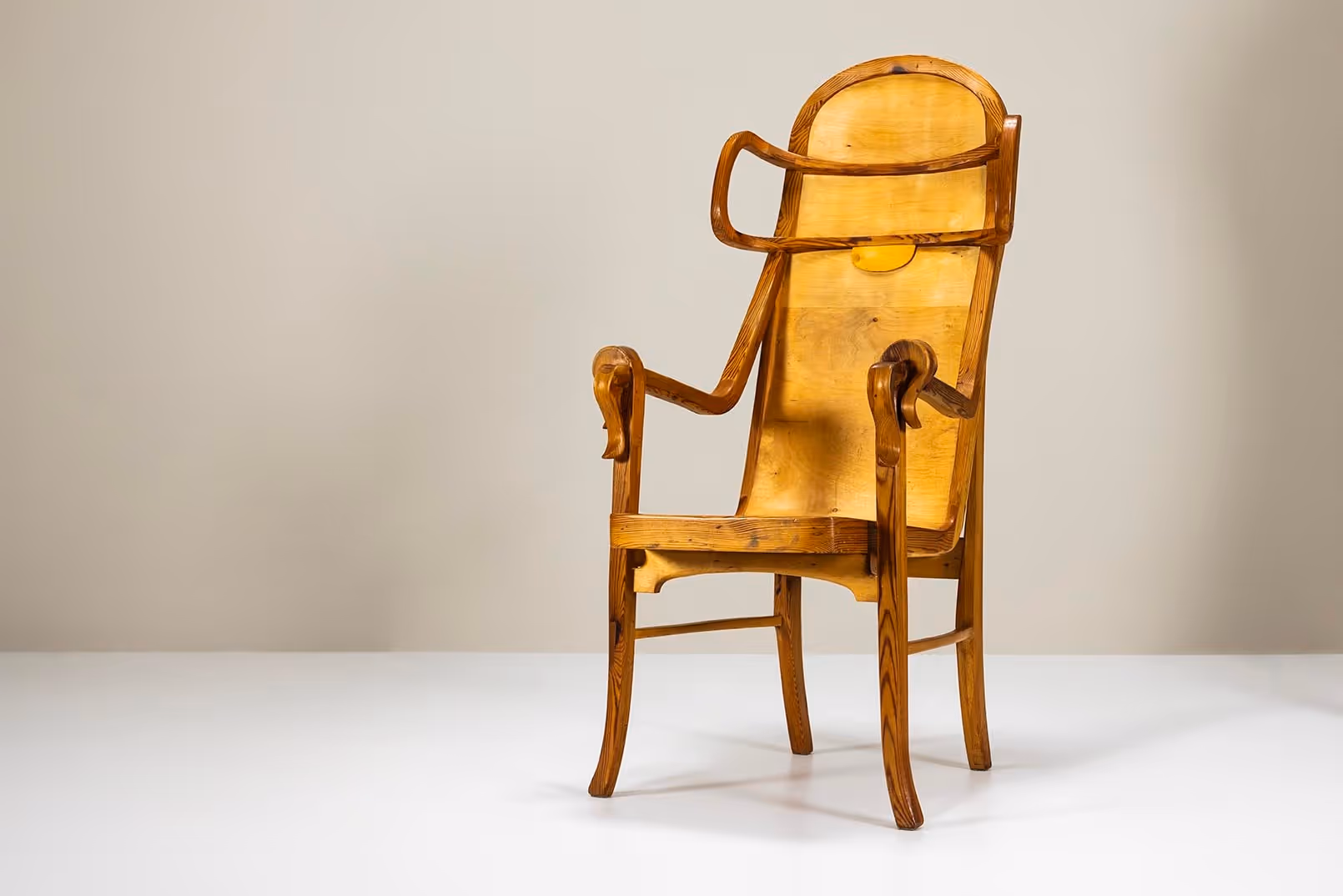 Sculptural Armchair in Pine -and Plywood by Eberhard Muéller, Germany 1980s