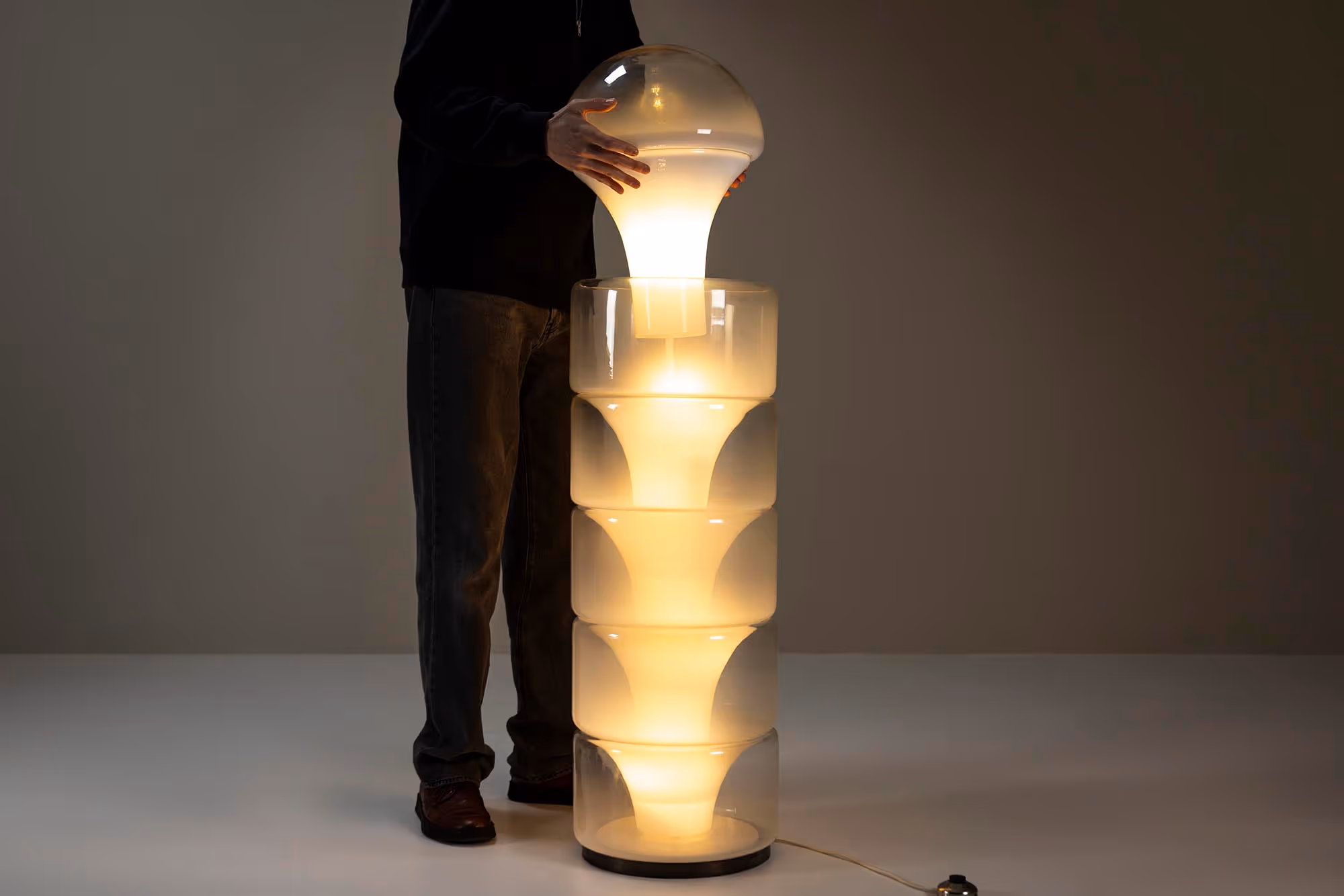 vintage Italian glass floor lamp