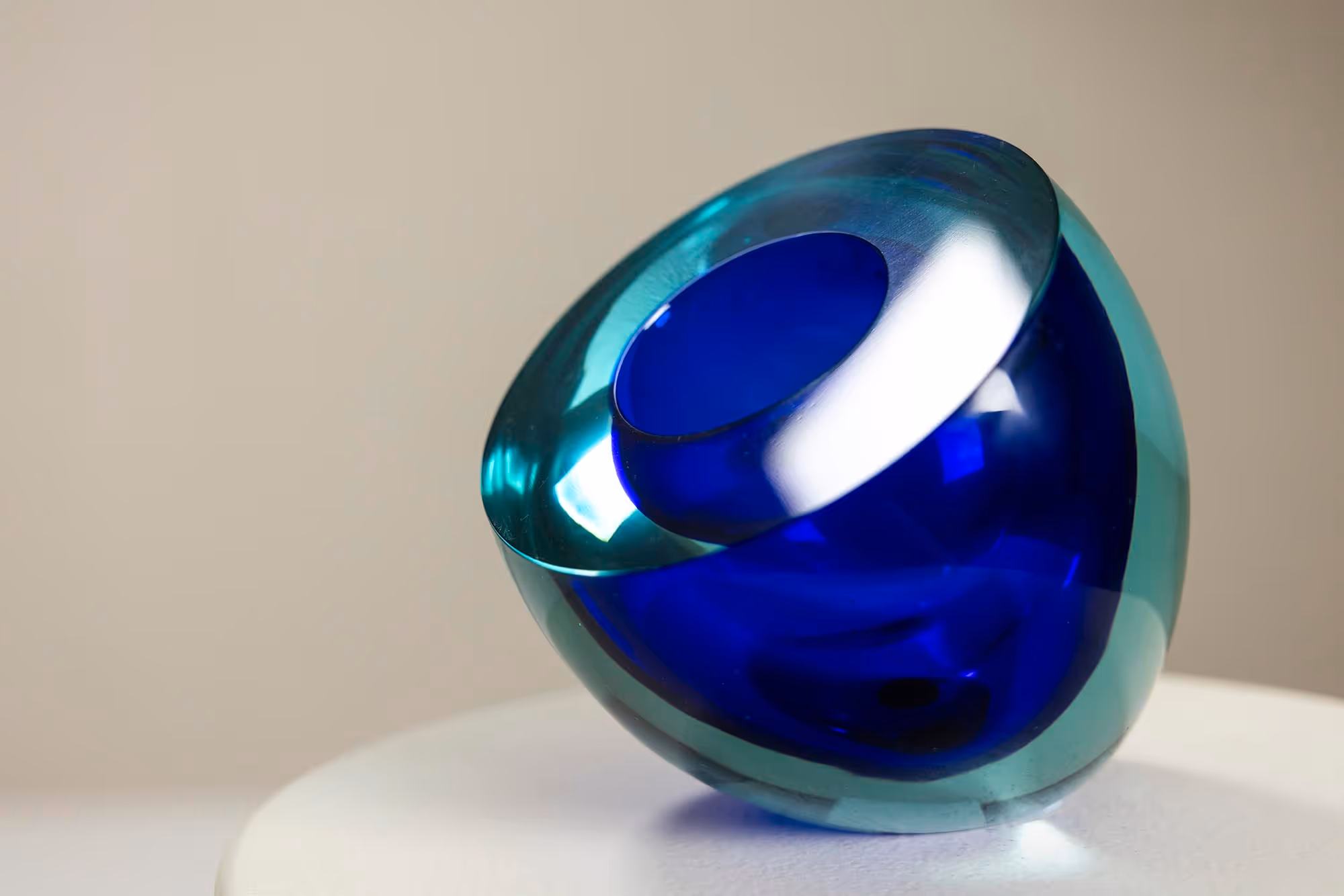 Blue Murano Glass Vintage Bowl 