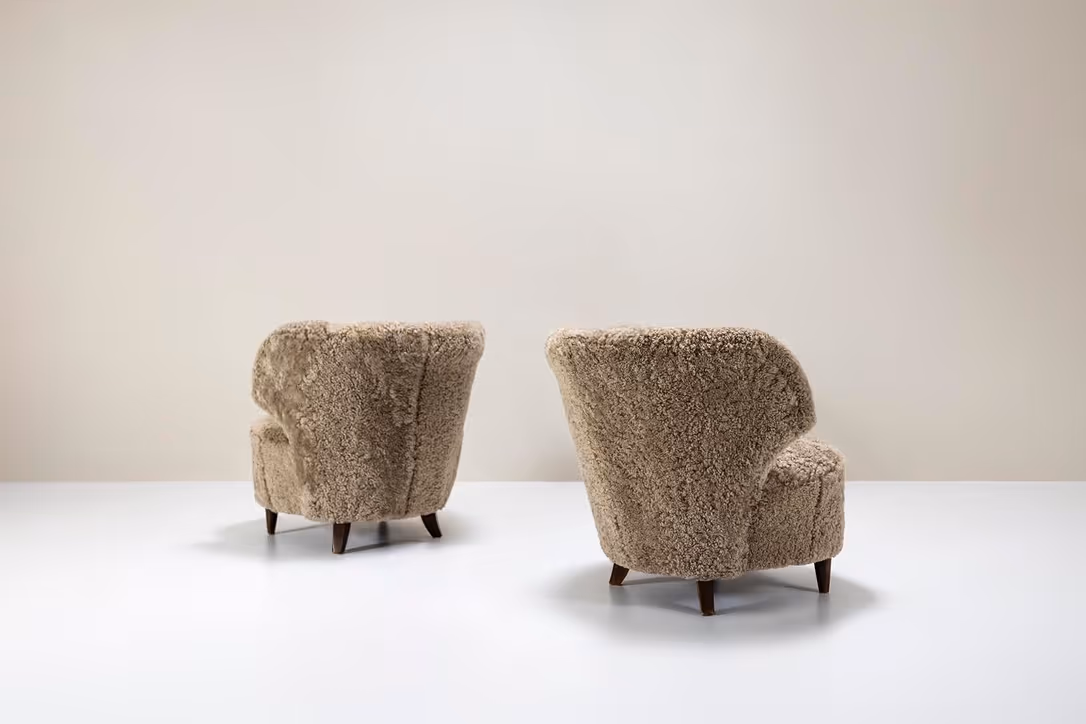1940s lounge chairs sheepskin