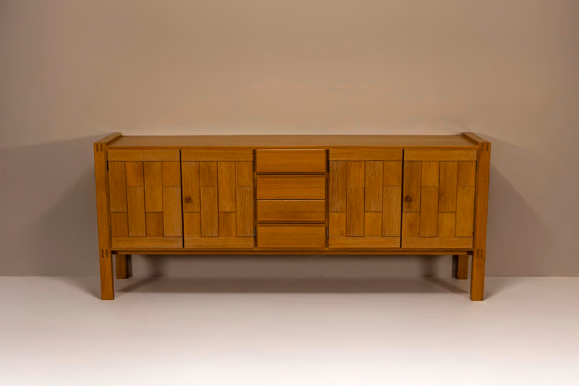 brutalist oak vintage sideboard