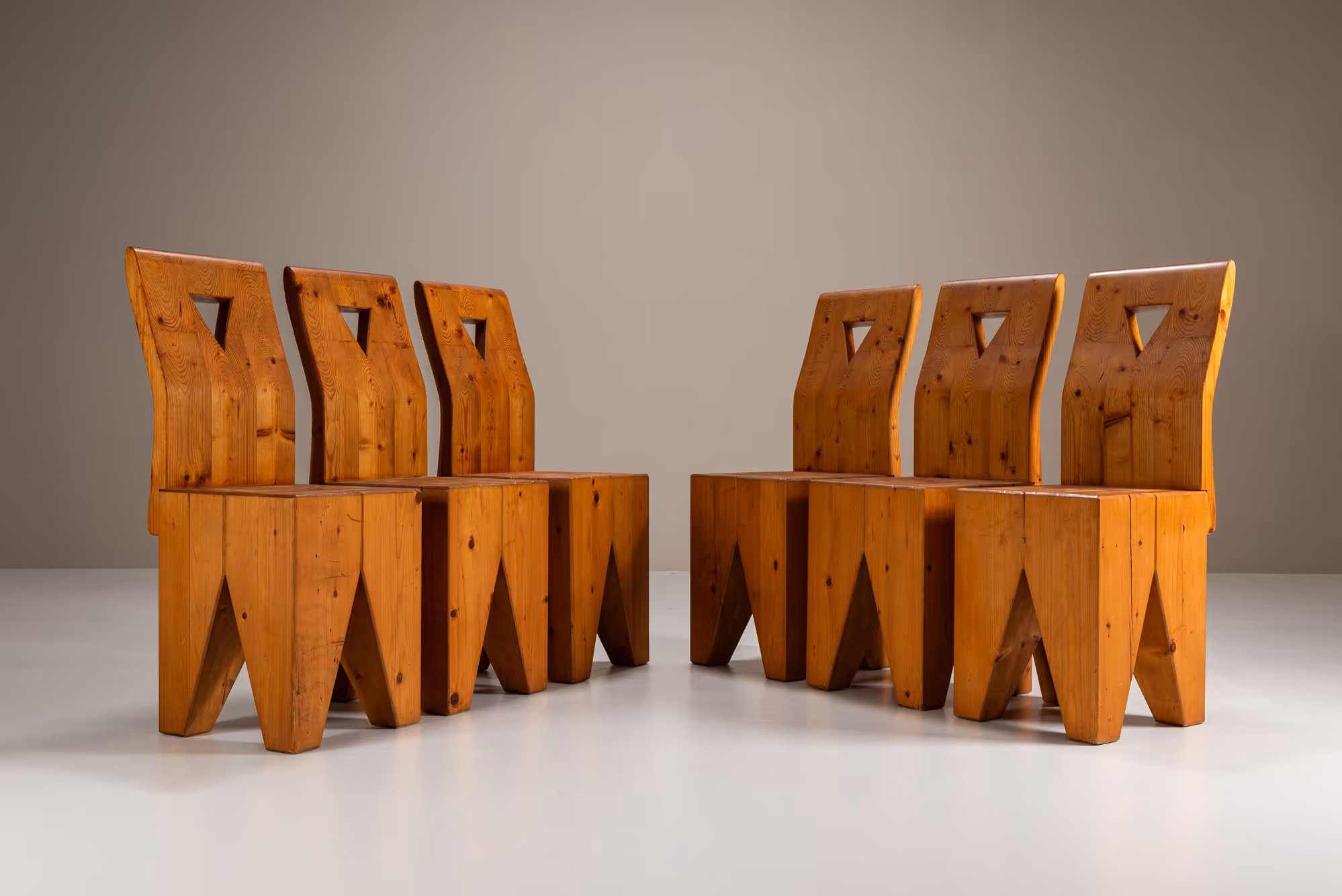 pinewood dining chairs brutalist