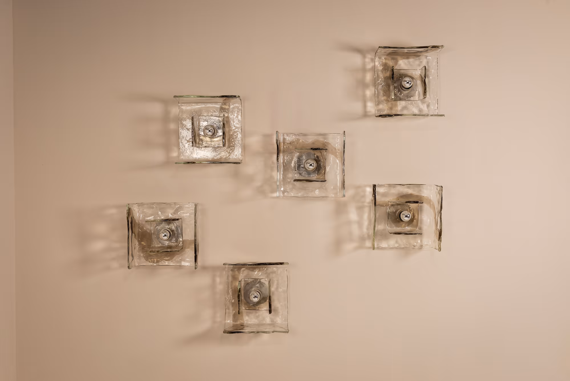 Six Wall Lamps Italian Vintage Murano Glass