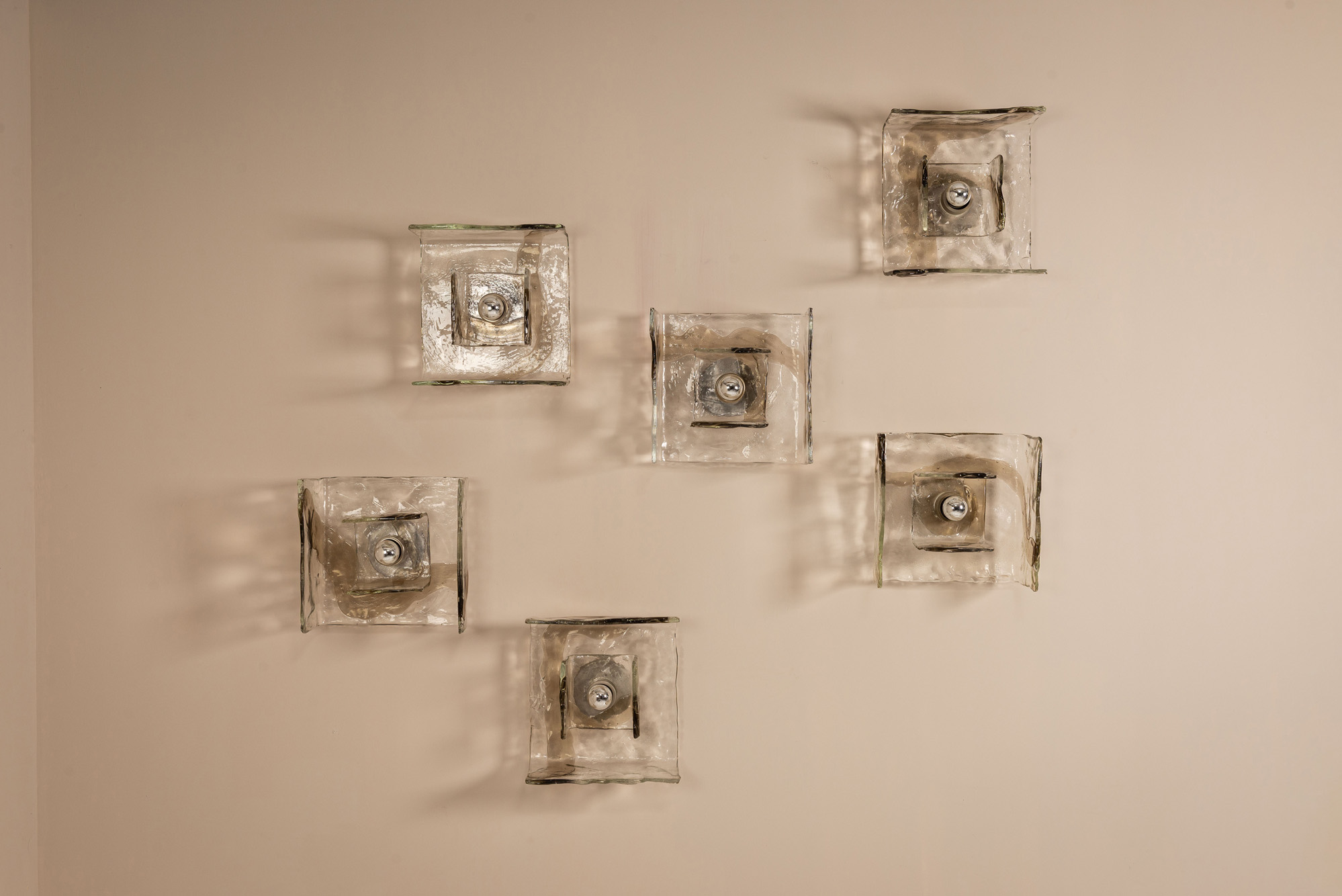 Six Wall Lamps Italian Vintage Murano Glass