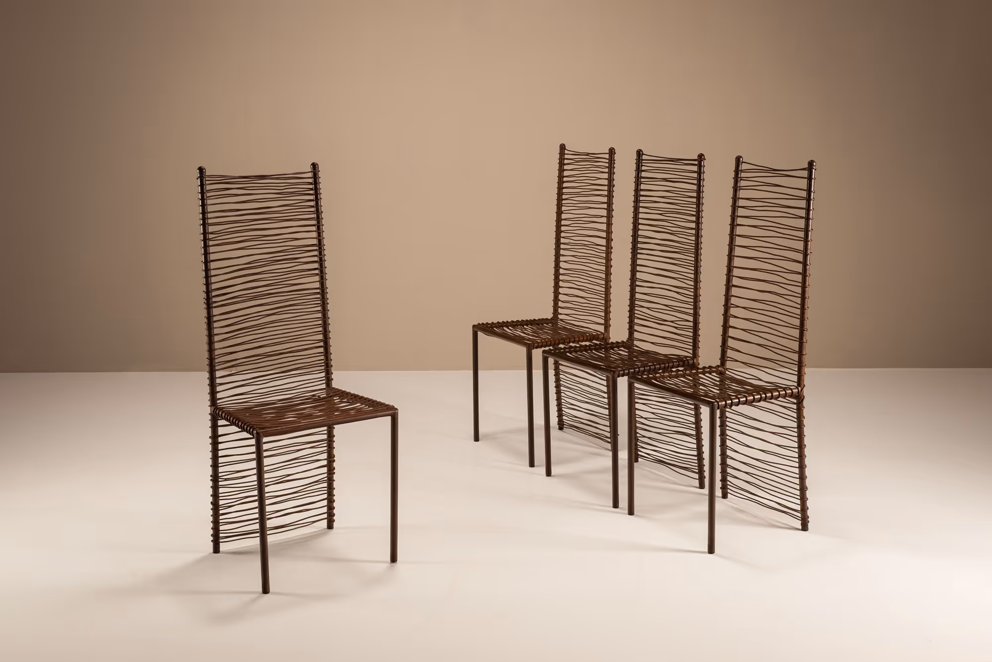 French Vintage Arisanal Iron Highback Chairs