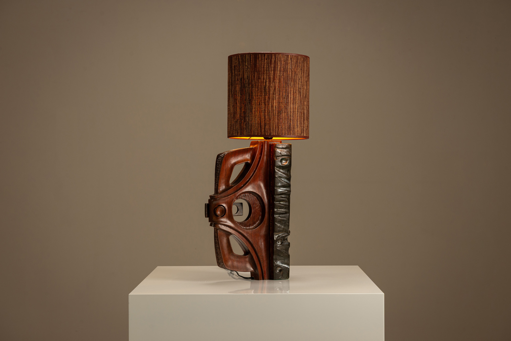 gianni pinna brutalist table lamp wood 