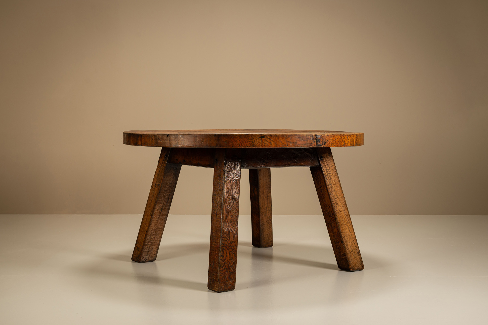 vintage round brutalist dining table