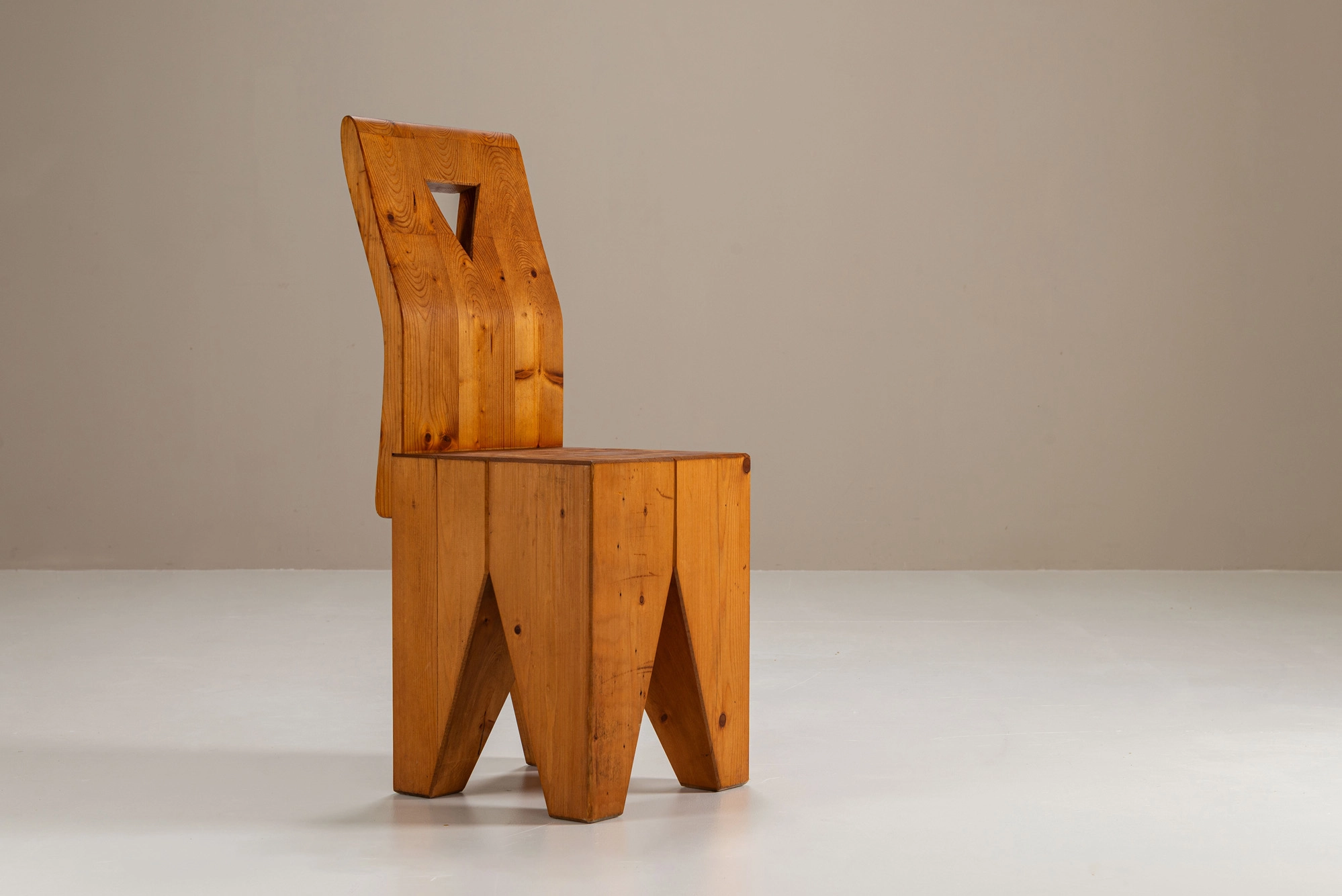 Brutalist Side Chairs in Pinewood