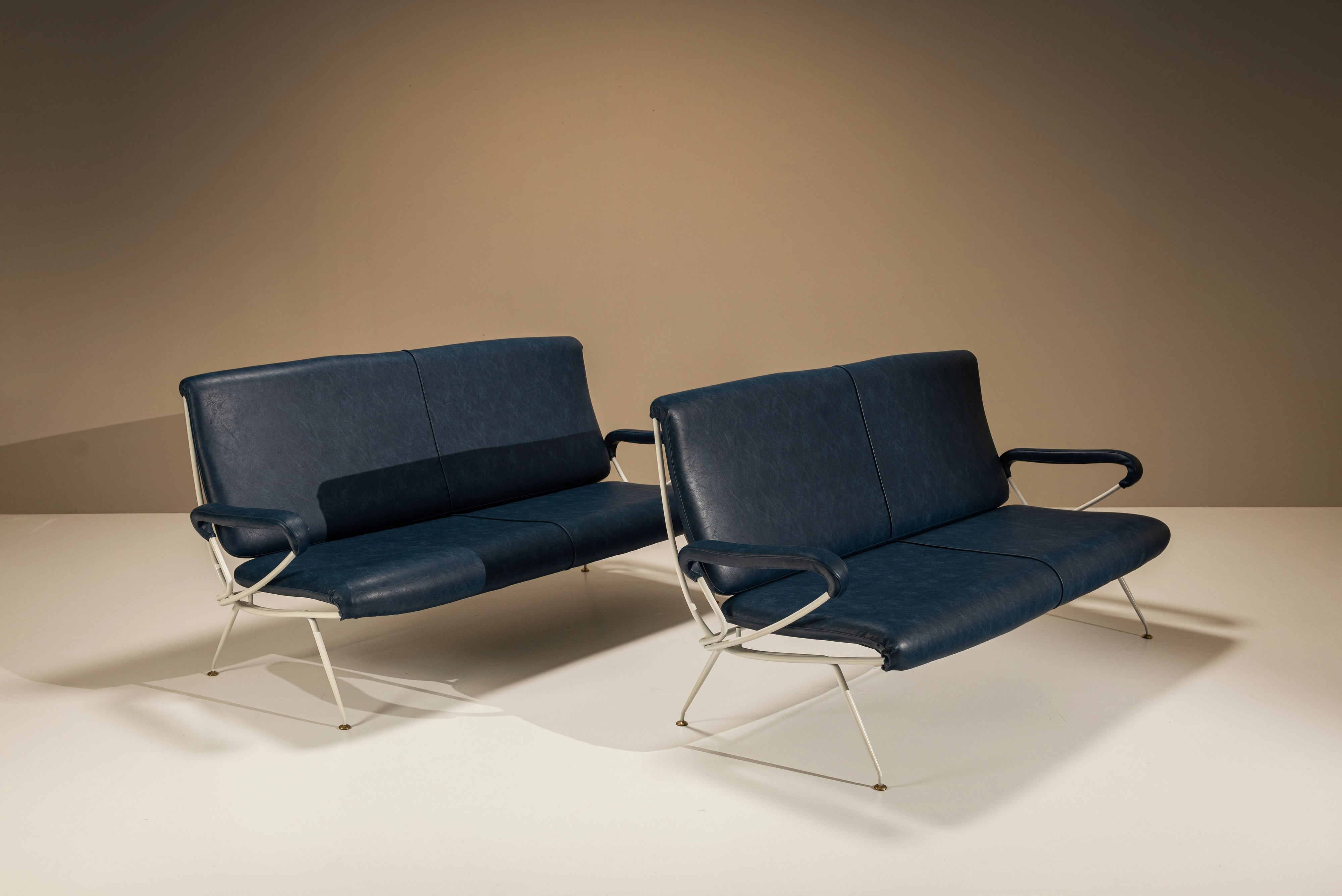petrol blue vintage sofas in leather