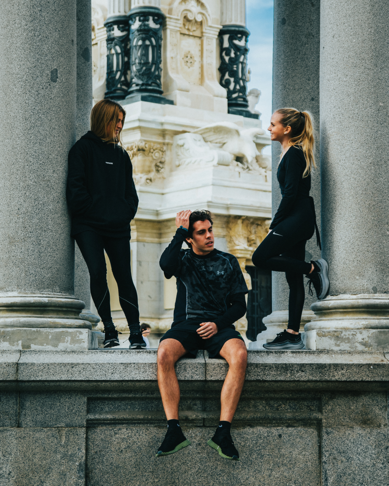 colleagues posing for fitness shot