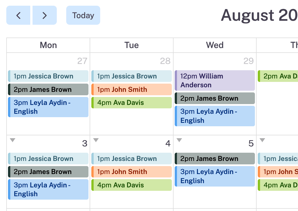 Main calendar month view screenshot