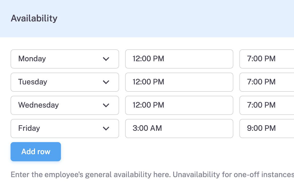 Availability on profile screenshot