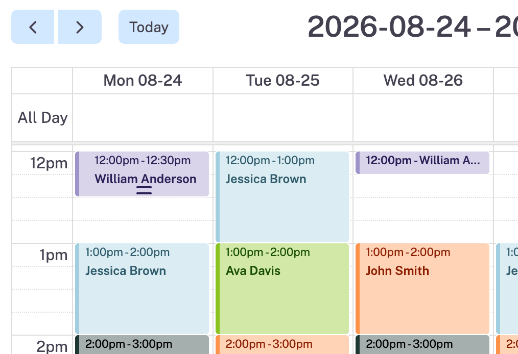 Click and drag calendar event to extend duration screenshot.