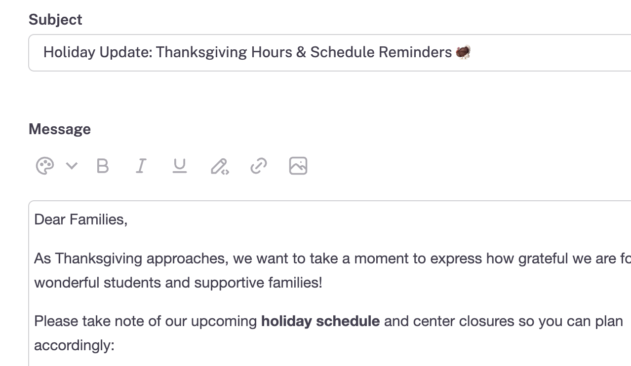Email Add-on - Composing a message example screenshot