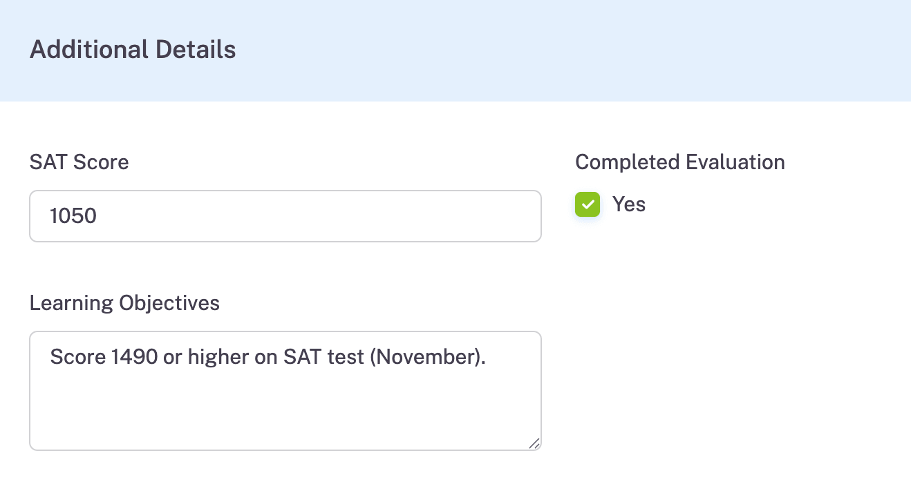 Example screenshot of Custom Fields
