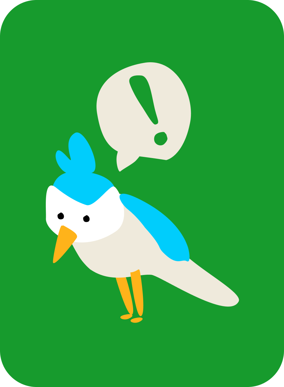 A cute bird is surprised. 