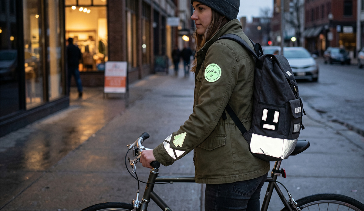 girl wearing reflective patch