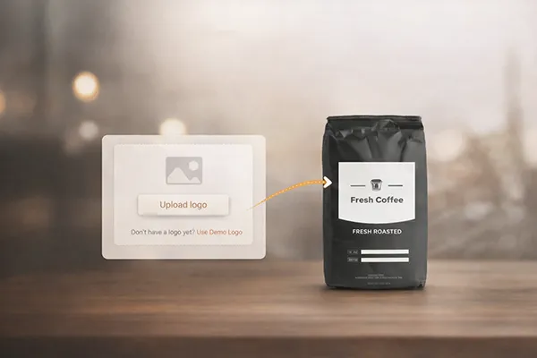 Uploading a logo to create a custom branded coffee product