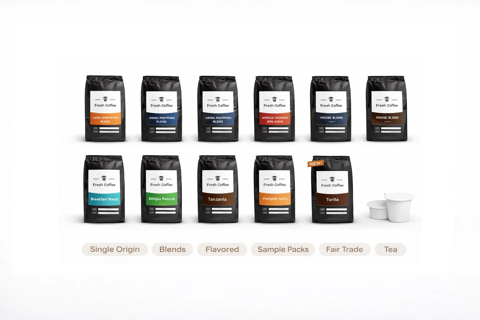 Selecting from a catalog of branded coffee and tea products to sell