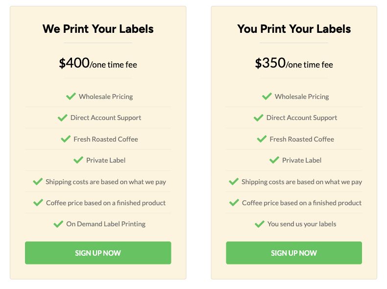 Path’s two setup options: $400 when Path prints labels and $350 when the seller supplies labels.