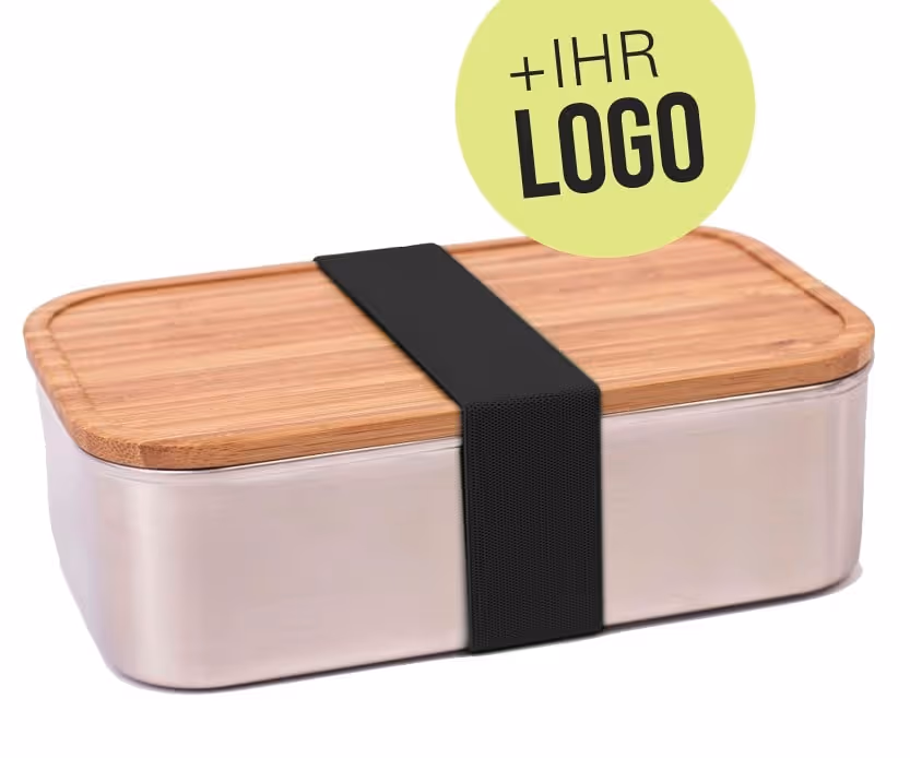 Vesperdose mit Holzdeckel individuell graviert mit Logo für Mitarbeiter personalisiert