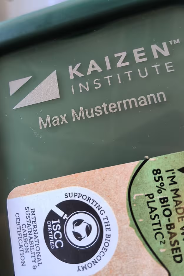 Nachhaltige Vesperdose graviert mit Logo made in Germany aus biobasiertem Kunststoff