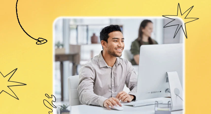 Image of a man in the workplace using a computer