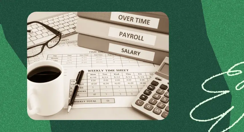 Image with some papers, a calculator and a coffee on a table.