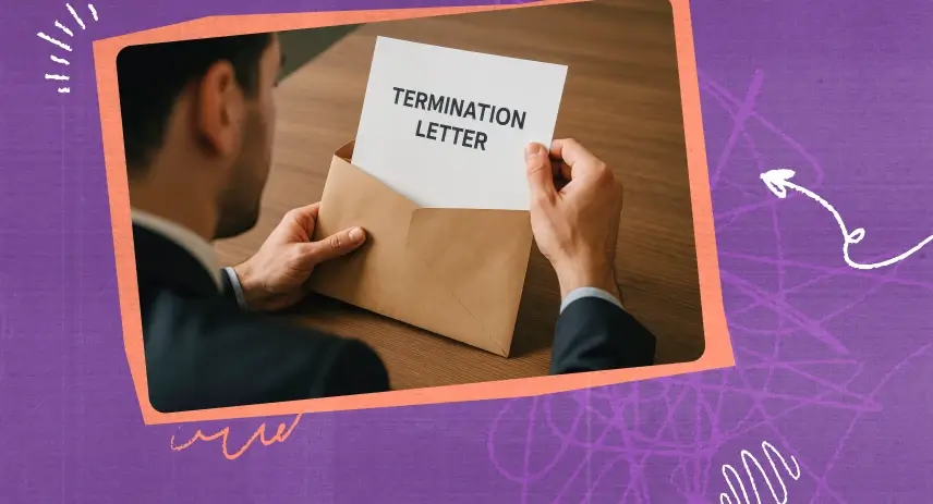 Image of a man looking at a termination letter.