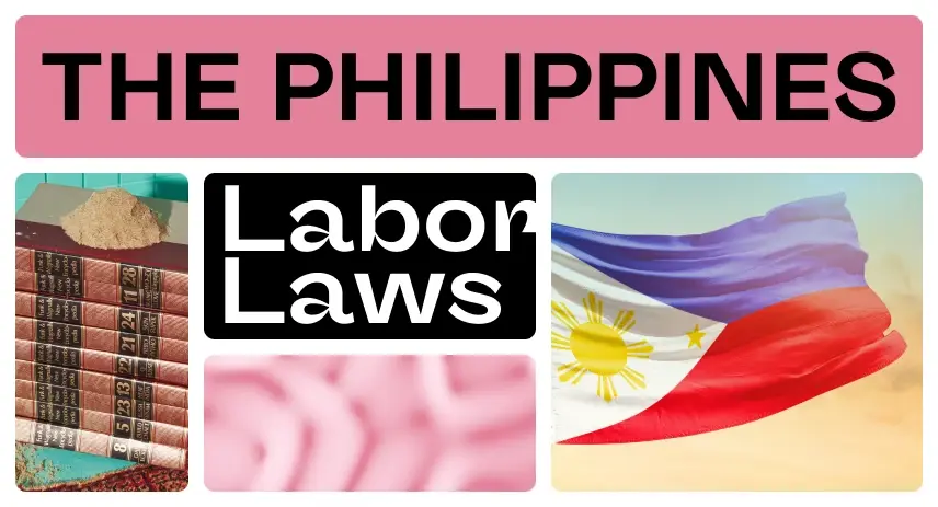 Overlay of images depicting employment regulations and labor policies in the Philippines