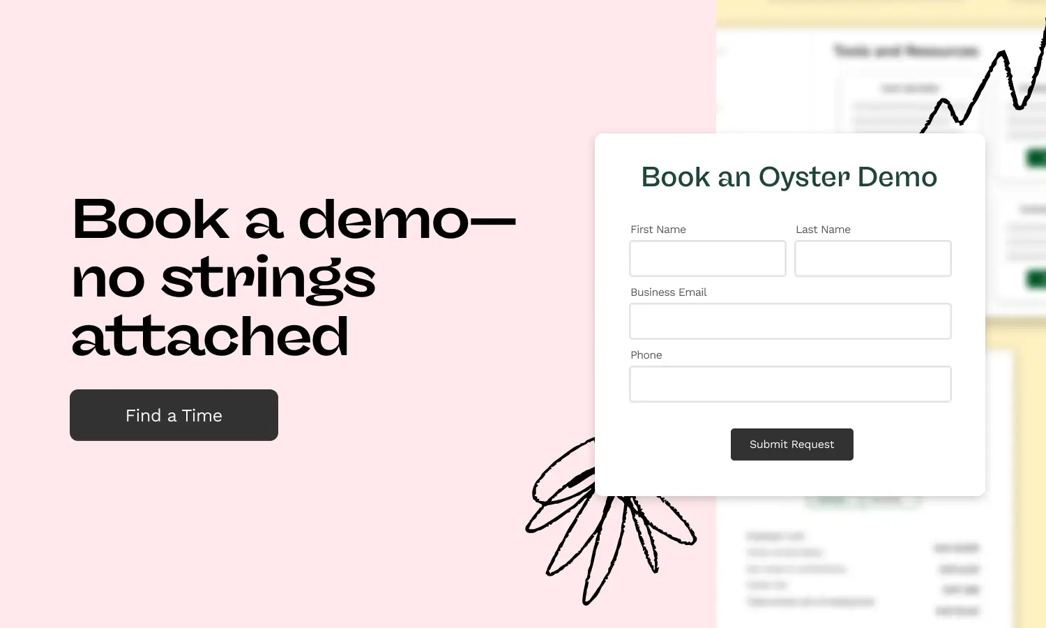 Oyster demo call-to-action button prompting users to request a demo of the Oyster HR platform.