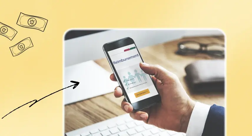 Image of a man loong at the expense reimbursement in their cellphone.