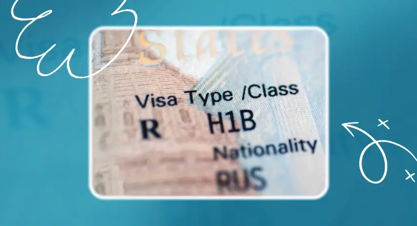 Close-up of a visa document showing H1B visa details.