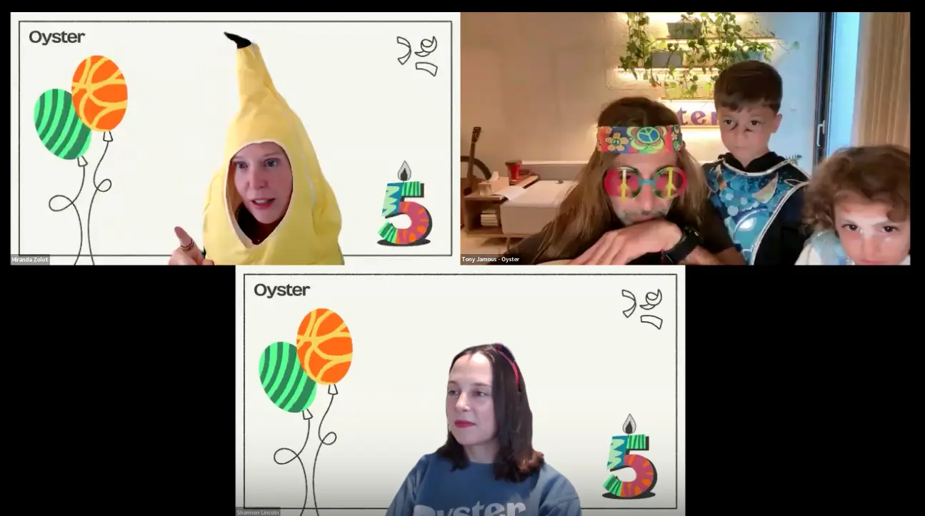 OysterHR turns 5 zoom call. 