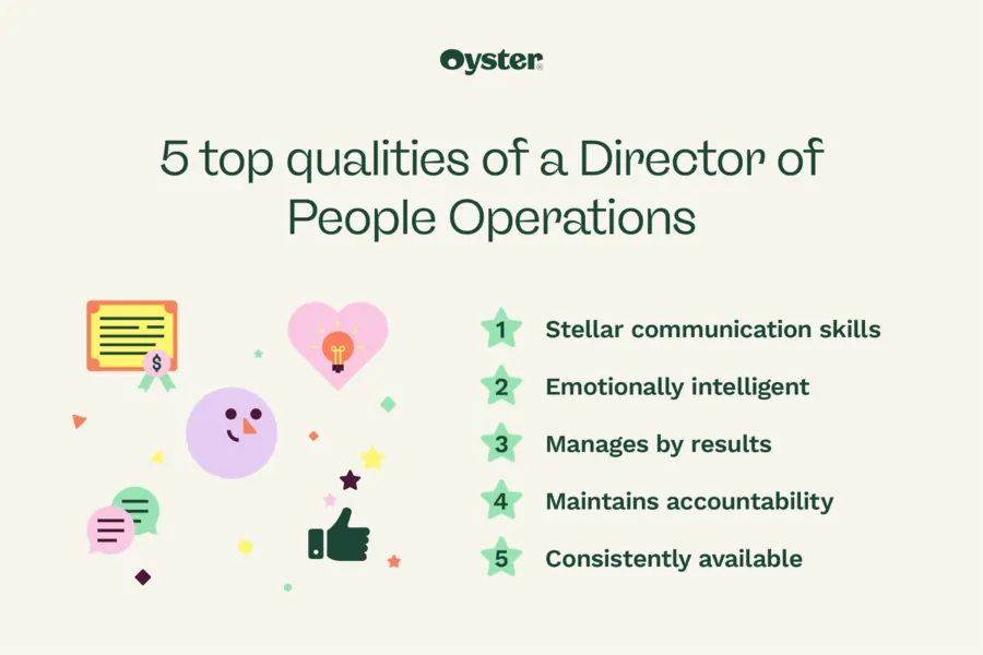 Graphic that says 5 top qualities of a Director of People Operations