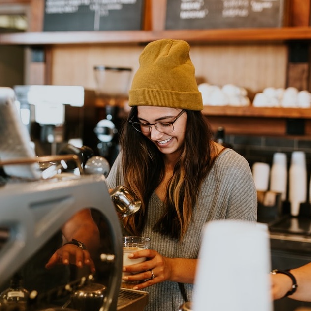 Barista making coffee