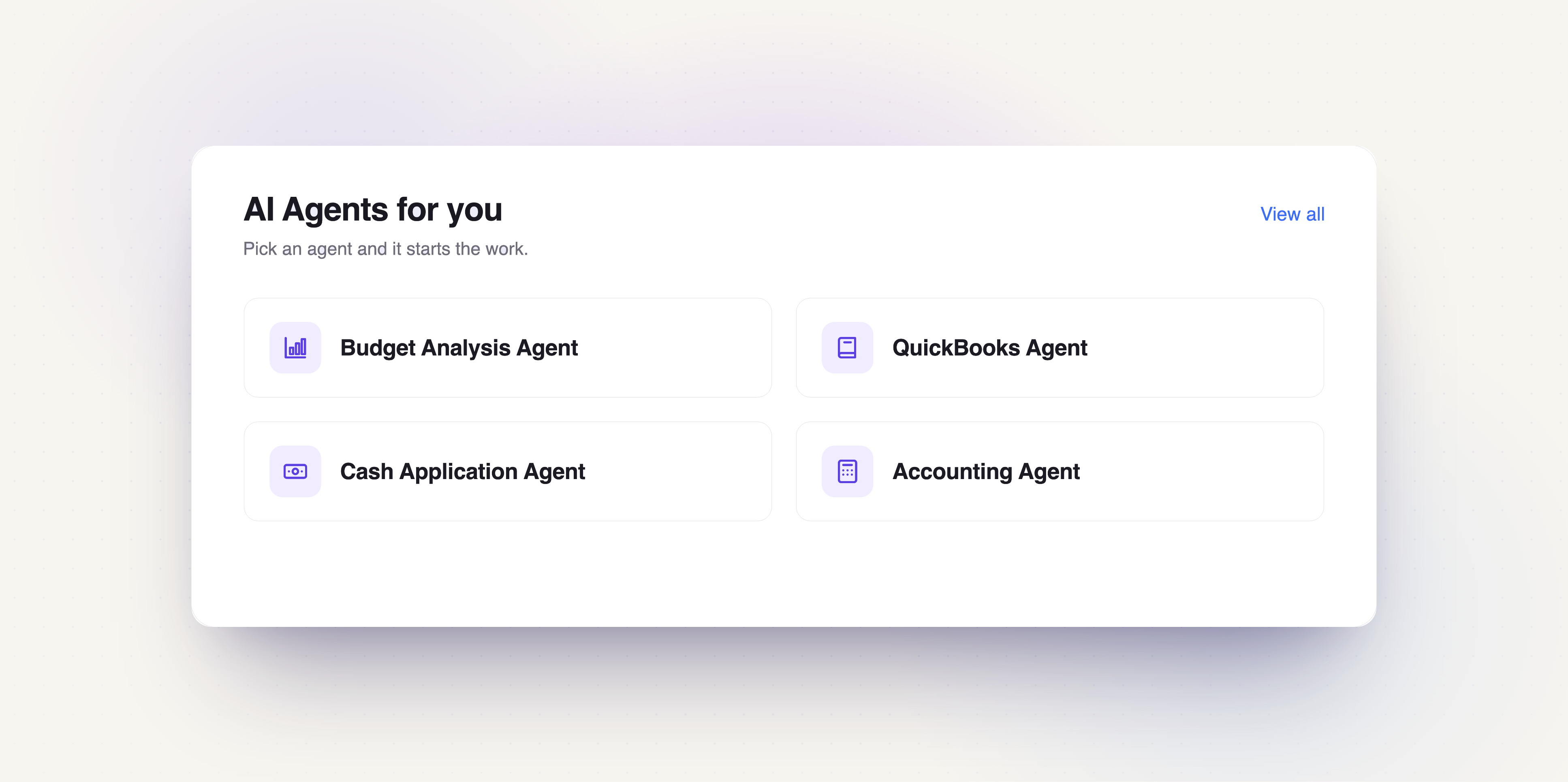 MultiFi finance platform: AR, AP, Payroll and Equity inboxes with multiple finance agents, plus revenue and AR-aging views