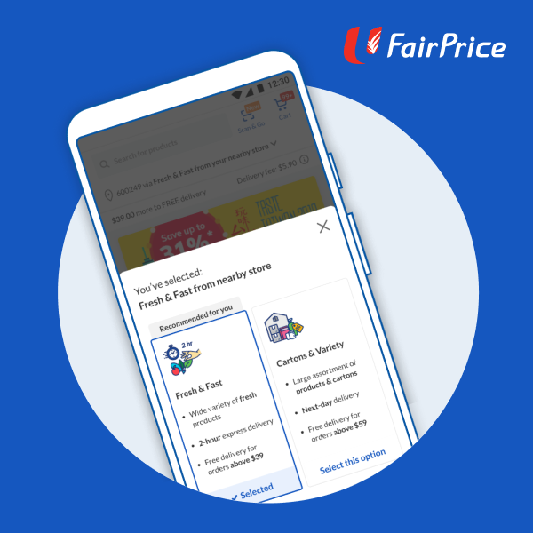 FairPrice online store selector