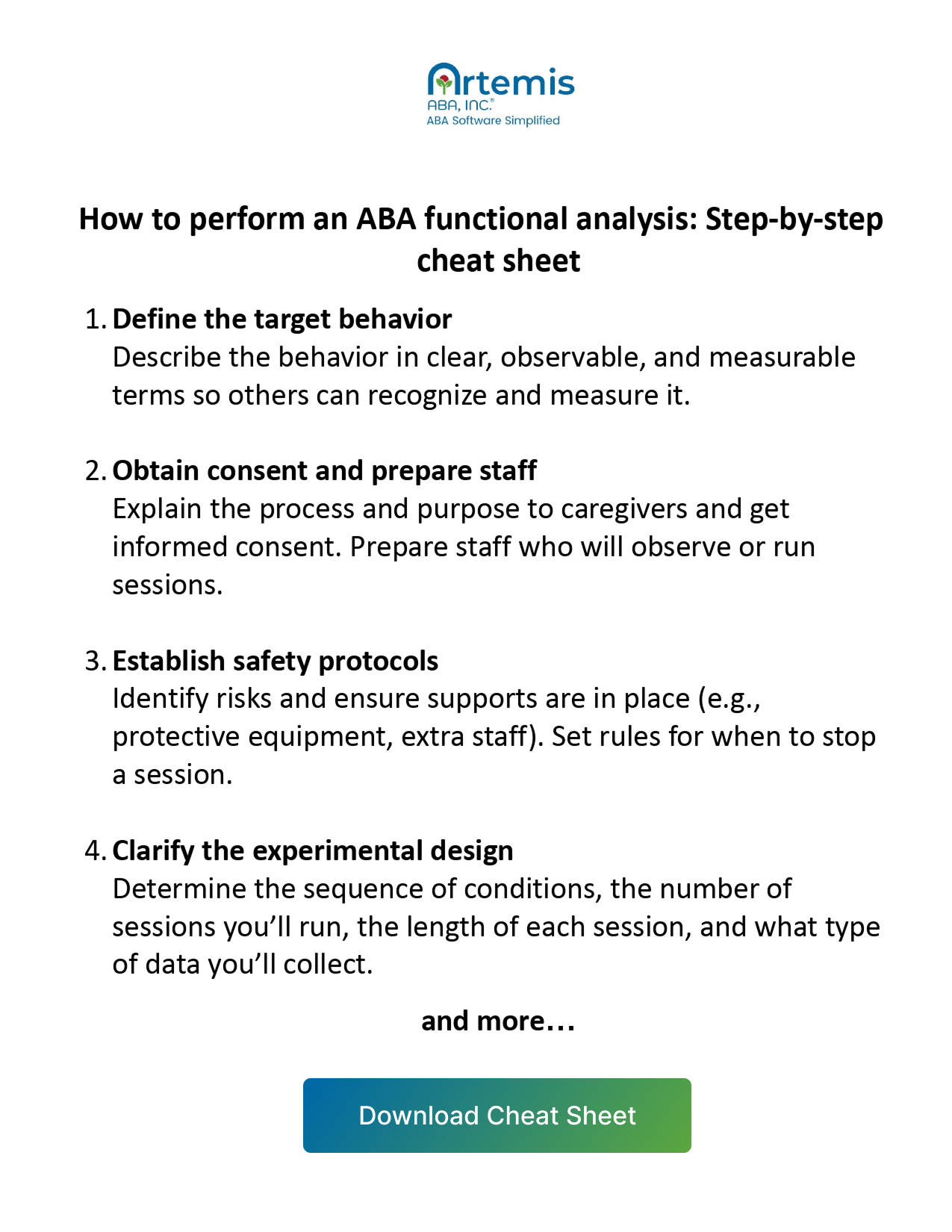 Cheat sheet ABA functional analysis steps