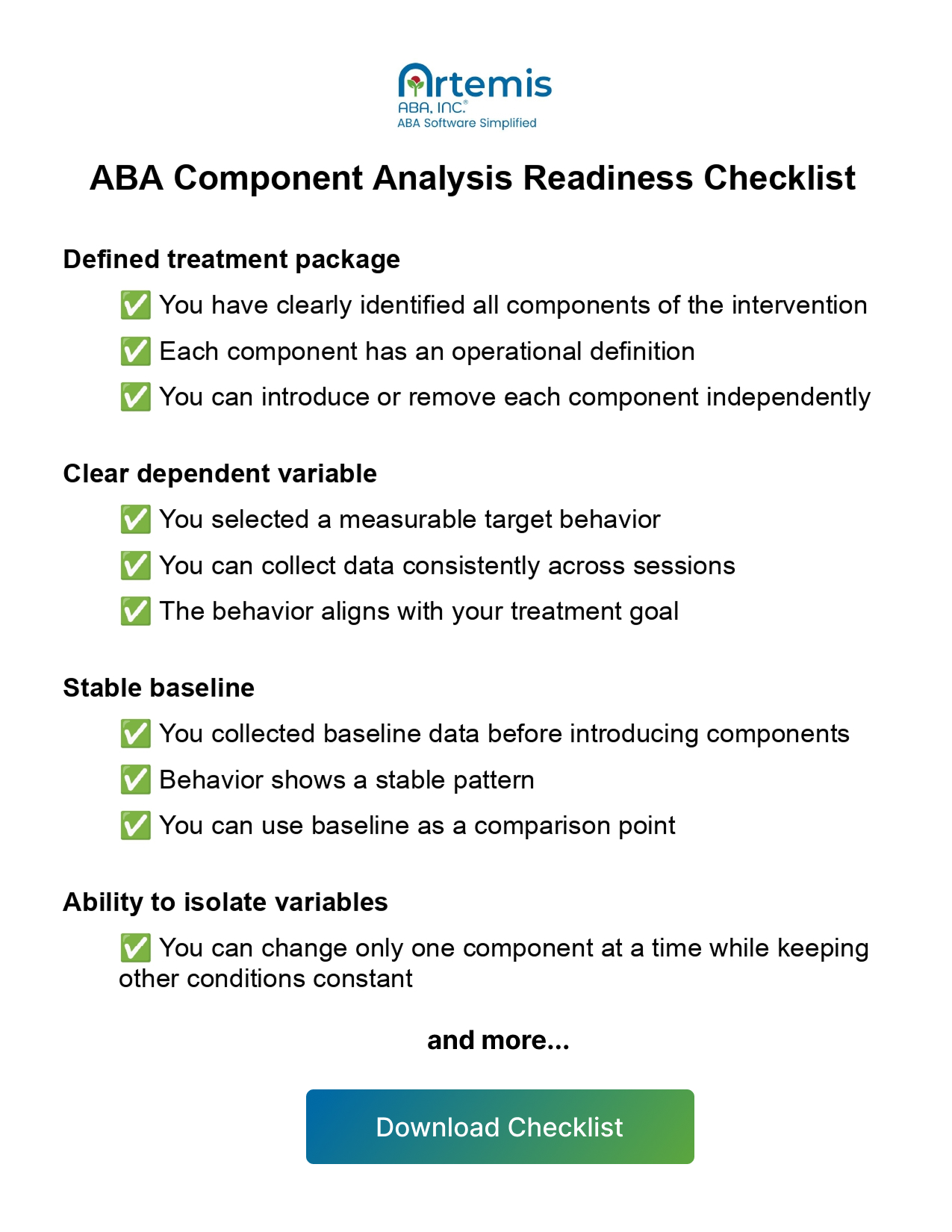 Cheat sheet ABA functional analysis steps