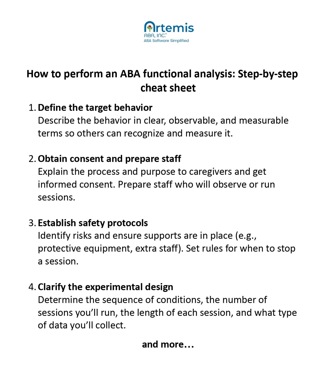 Cheat sheet ABA functional analysis steps