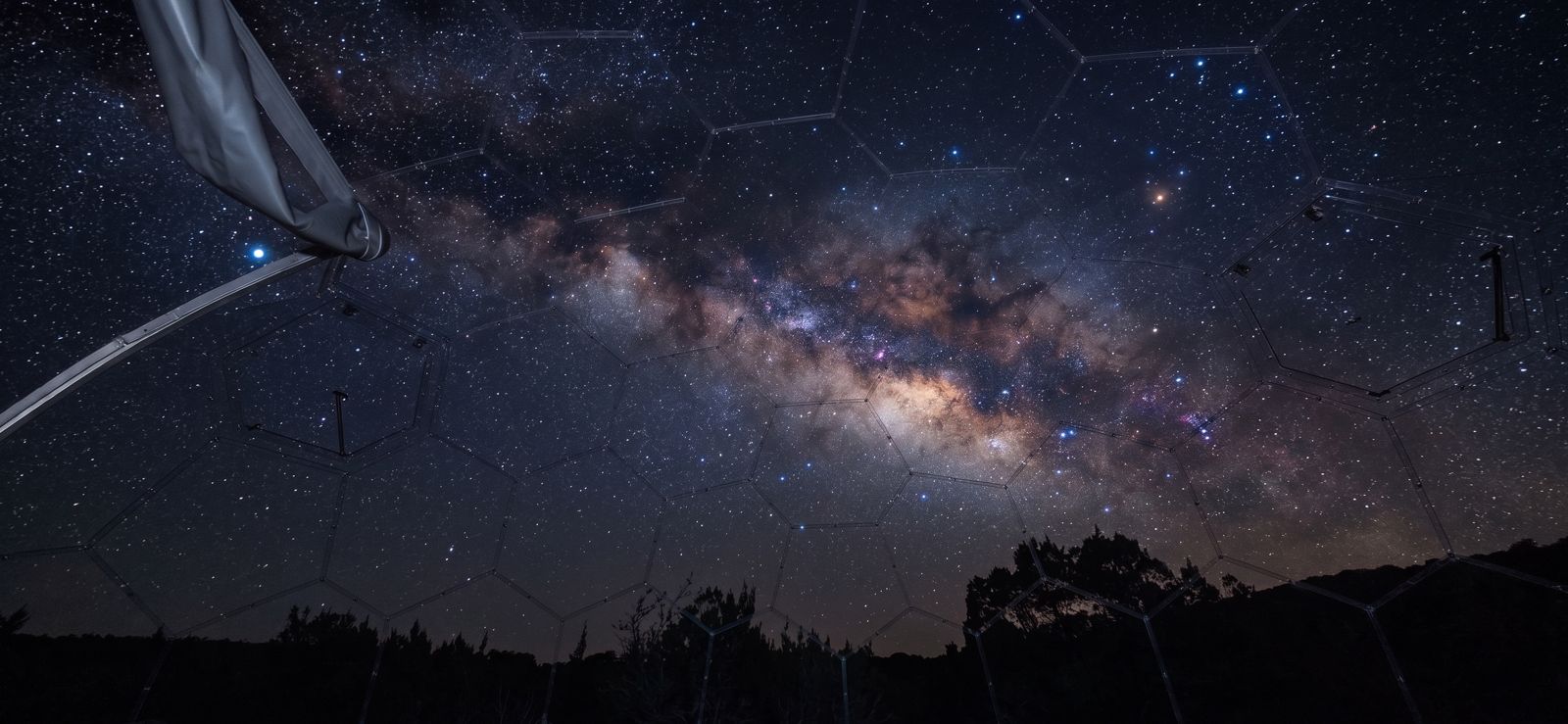 The Milky Way seen through the clear panels of the Hype dome