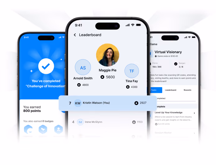 Gamification on mobile with a completed challenge, leaderboard and tasks