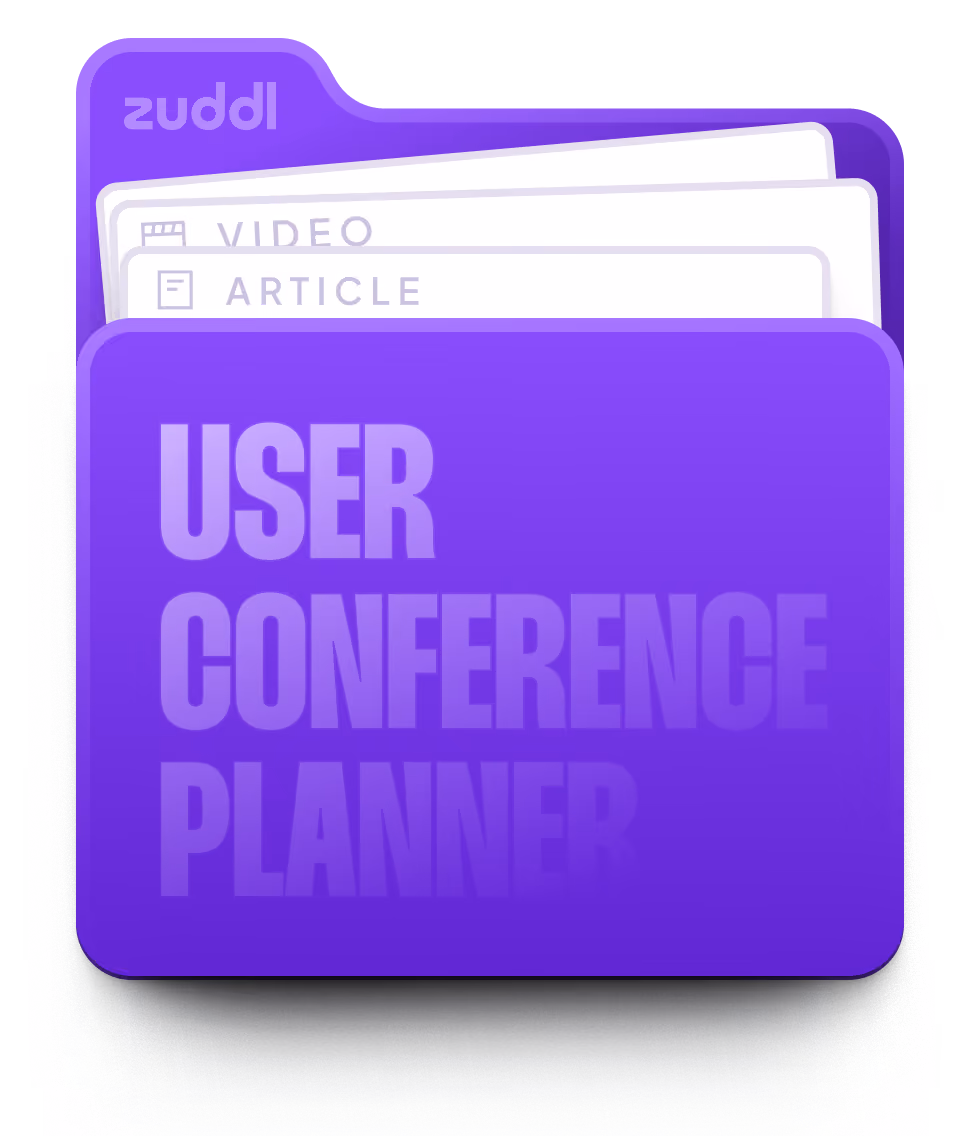 User Conference Planner with video and article resources