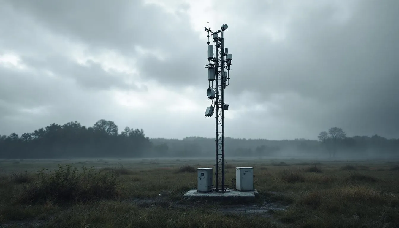 Eine Wetterstation misst Klimadaten zur Analyse von Klimarisiken für Unternehmen. Diese Daten sind entscheidend für die Nachhaltigkeitsberichterstattung und helfen, die Auswirkungen des Klimawandels auf die Geschäftstätigkeit zu bewerten.