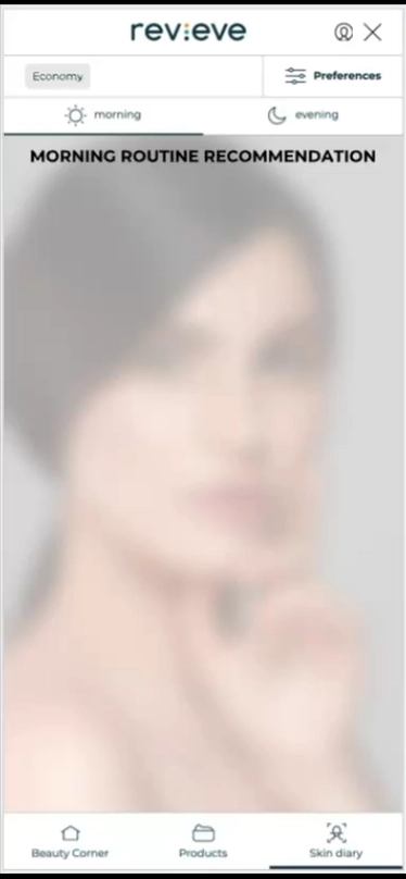 Woman with long dark hair and natural makeup promoting a skincare advisor service offering personalized product recommendations.