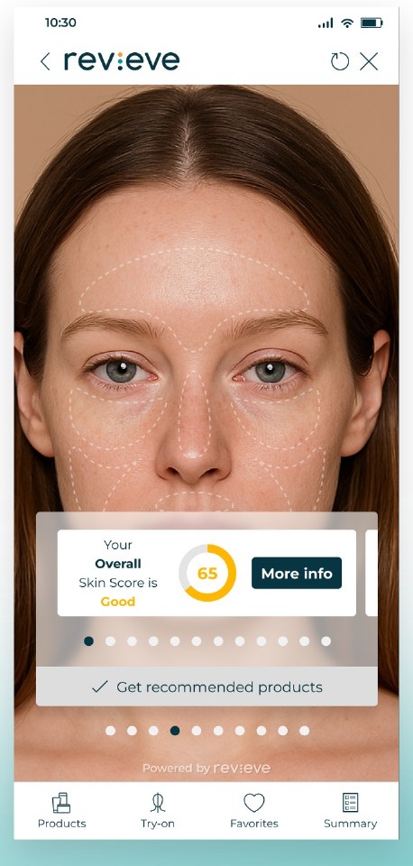 AI skin analysis with LiveAR overlay