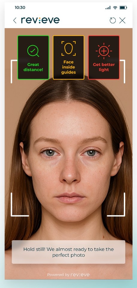 Capture your skin — Revieve selfie UI