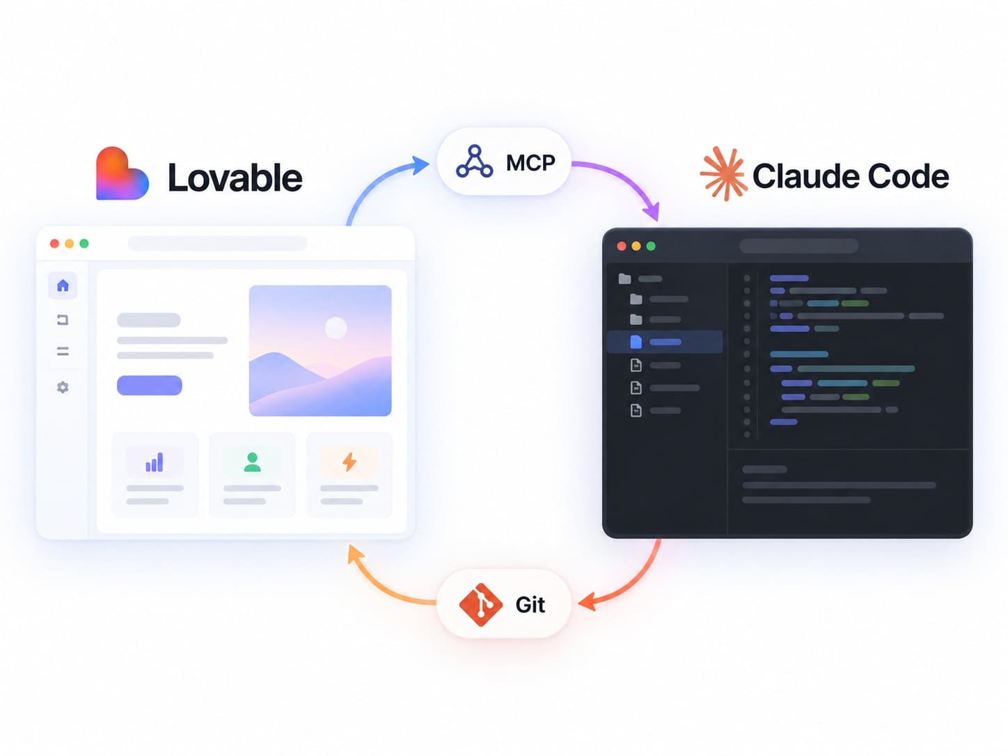 Lovable and Claude Code workflow connected through MCP and Git